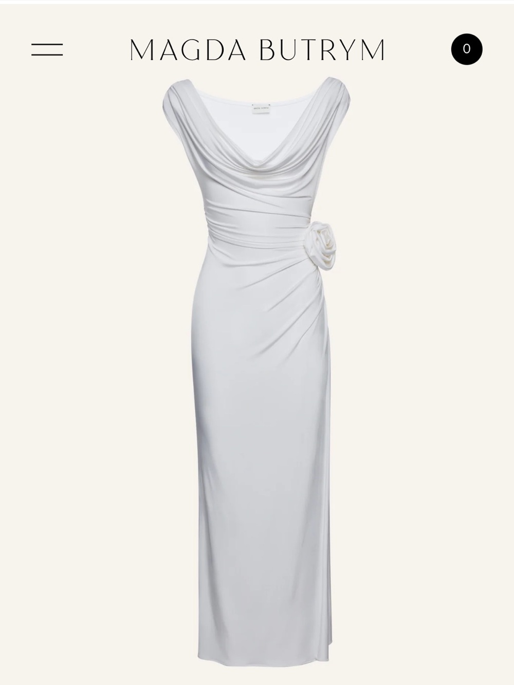 MAGDA BUTRYM Draped Floral-Appliqué Jersey Maxi Dress in White